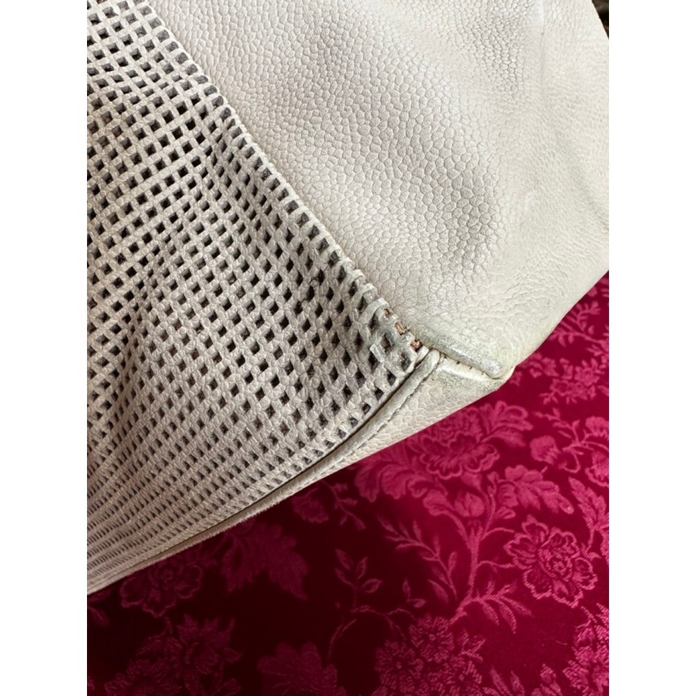 CHANEL Beige Perforated Leather Satchel Bowler Bag - Picture 8 of 16